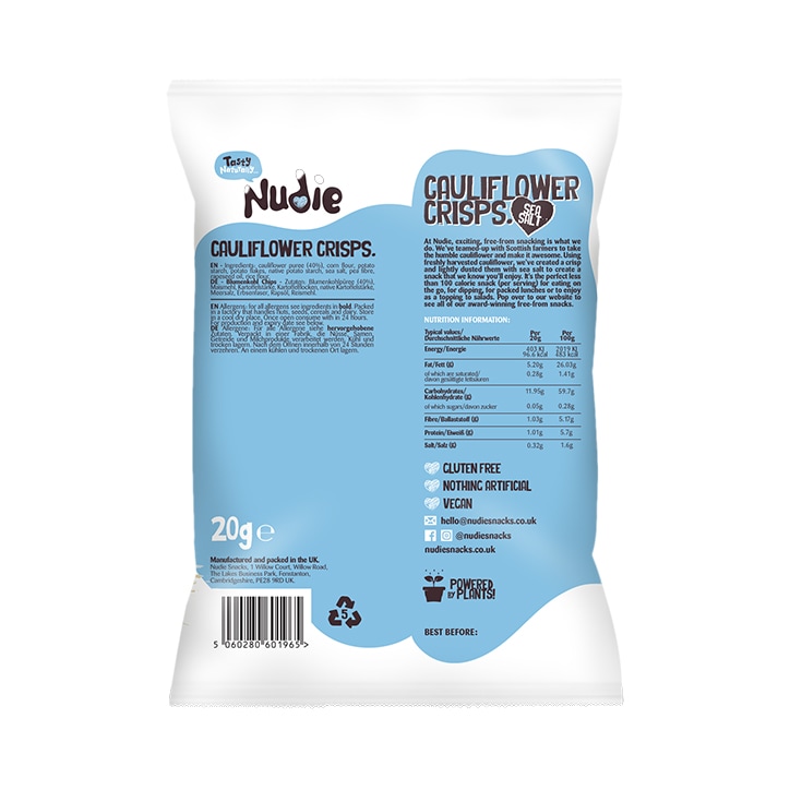 Nudie Sea Salt Cauliflower Crisps 20g image 2