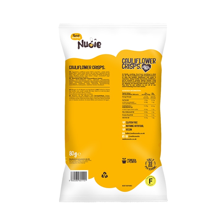 Nudie Cheese & Caramelised Onion Cauliflower Crisps 80g image 2