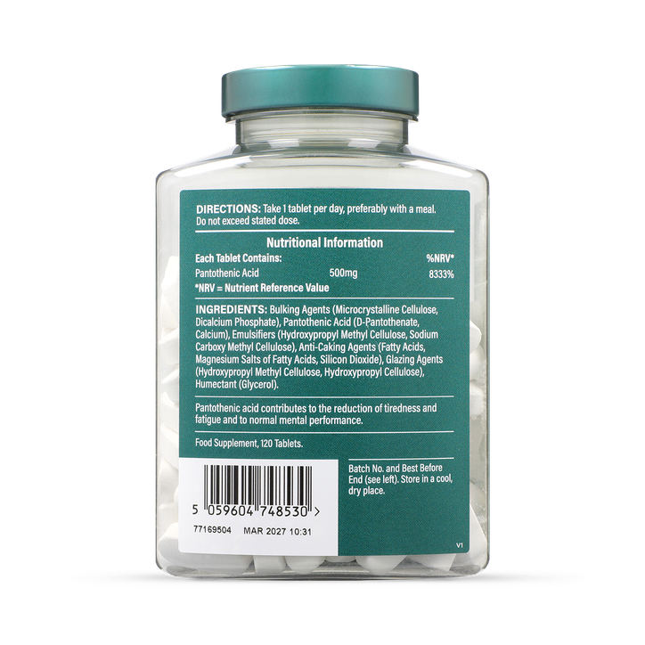 Holland & Barrett Slow Release Vitamin B5 + Panthothenic Acid 500mg 120 Tablets image 2