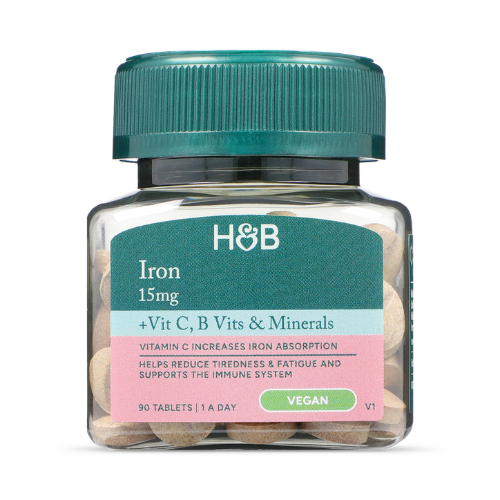 Holland & Barrett Red Iron + B Vits, Vit C & Minerals 15Mg 90 Tablets