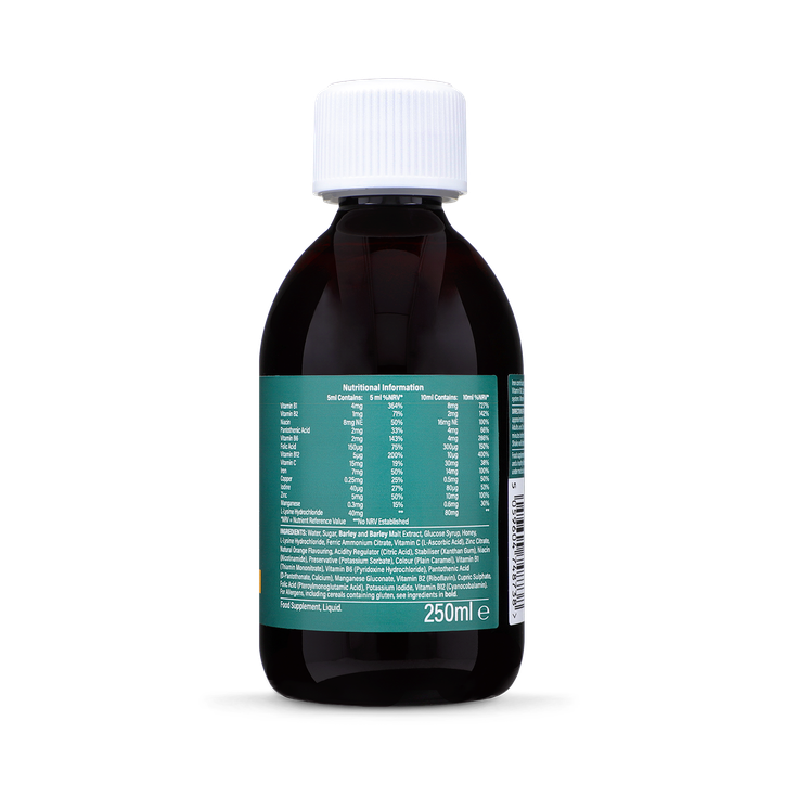 Holland & Barrett Iron + B Vits, Vit C & Minerals 250ml Orange Flavour Liquid image 2