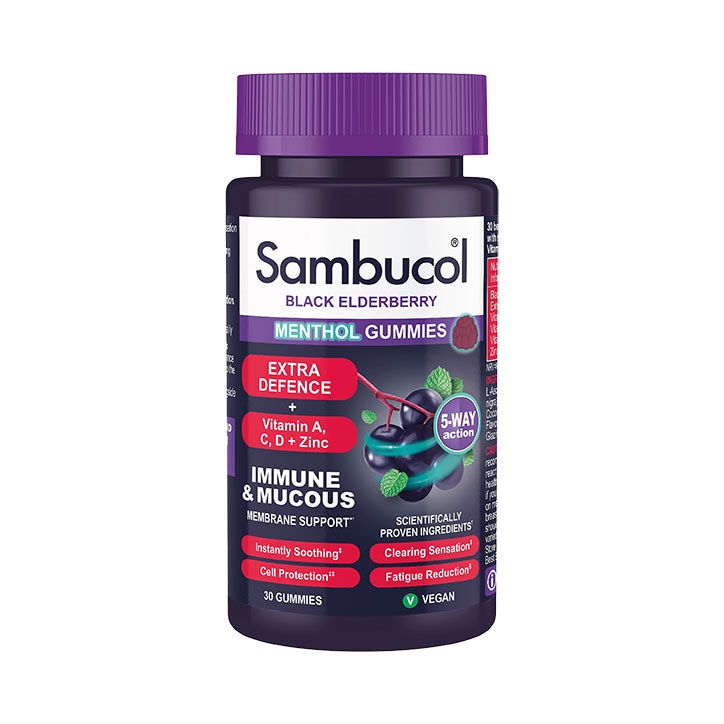 Sambucol Black Elderberry Extra Defence Menthol 30 Gummies image 1