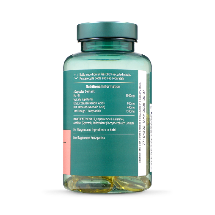 Holland & Barrett High Strength Omega 3 Fish Oil 2000mg 60 Capsules image 2