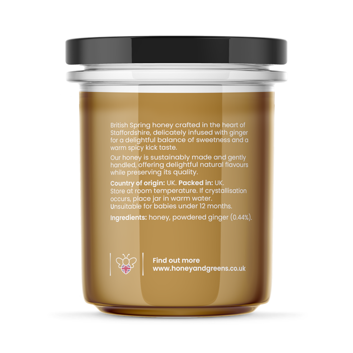 Honey & Greens British Honey with Ginger 240g image 2