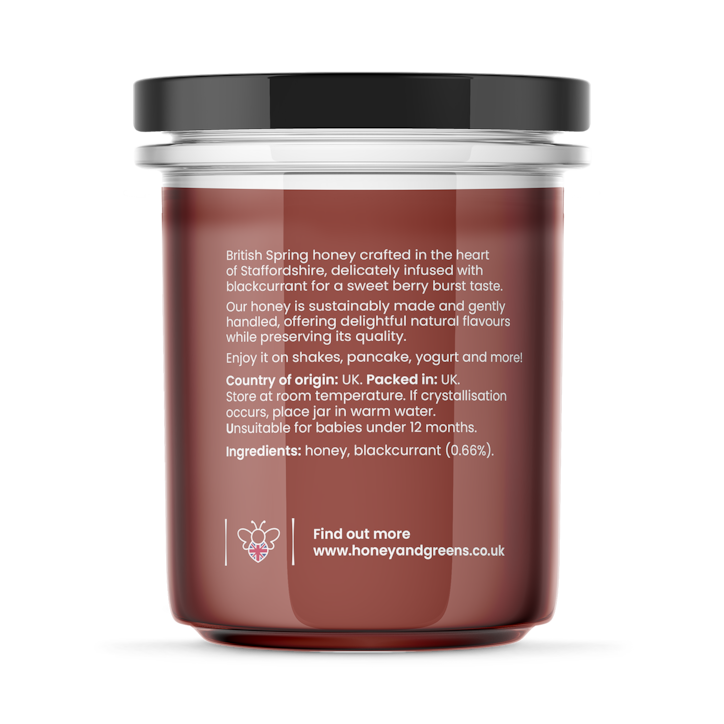 Honey & Greens British Honey with Blackcurrant 240g image 2
