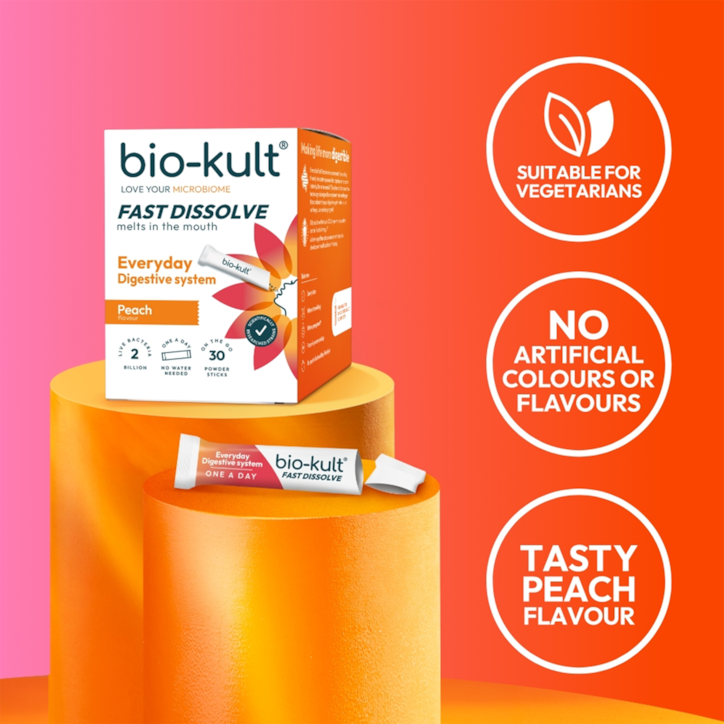 Bio-Kult Everyday Fast Dissolve Powder for Digestive System Peach Flavour 30 Sachets image 3