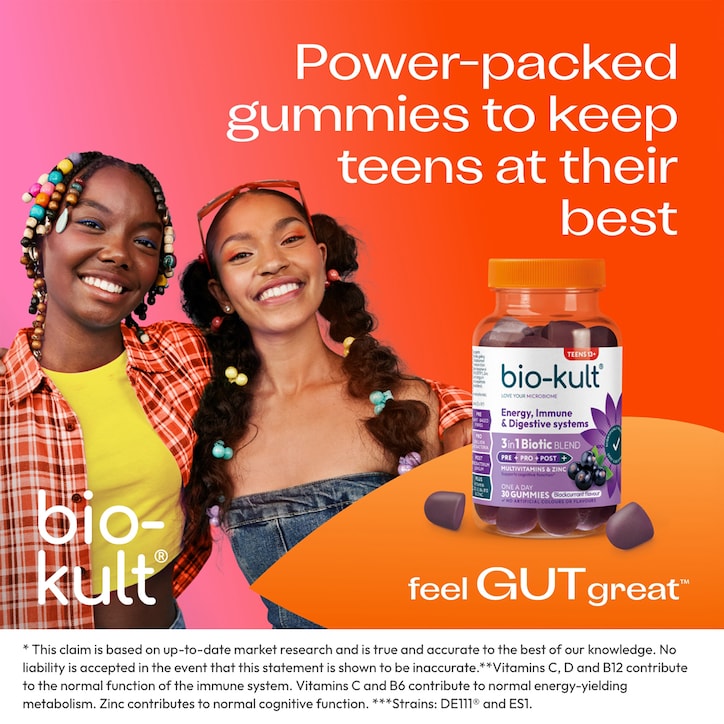 Bio-Kult 3-in-1 Biotic Blend Multivitamin for Teens Blackcurrant Flavoured 30 Gummies image 6