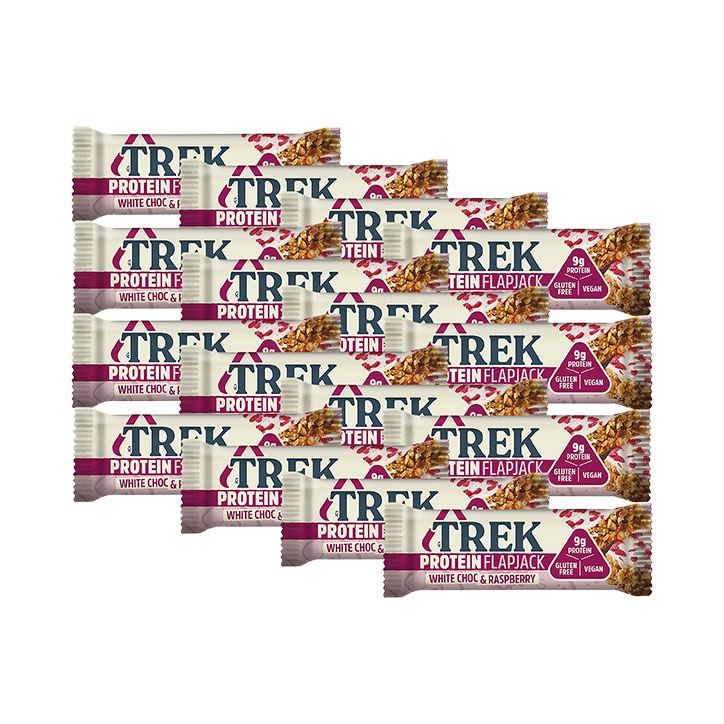 TREK White Chocolate & Raspberry Protein Flapjack 16x 50g image 1