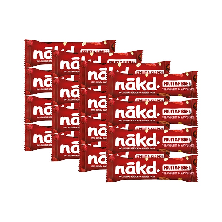 Nakd Fruit & Fibre Strawberry & Raspberry Bars 16x44g image 1