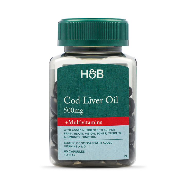 Holland & Barrett Cod Liver Oil & Multivitamins 500mg 60 Capsules