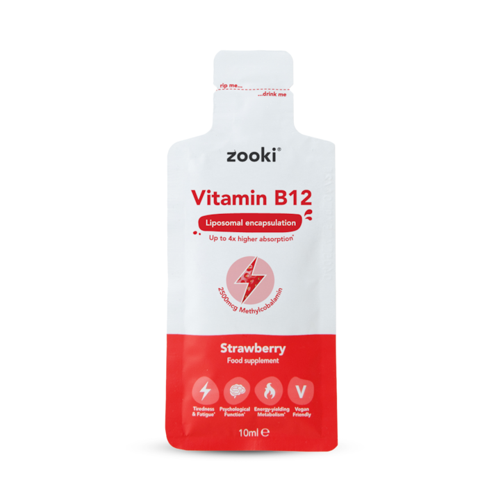 Zooki Liposomal Vitamin B12 2500mcg Strawberry Flavour 14 x 10ml Liquid Sachets image 2
