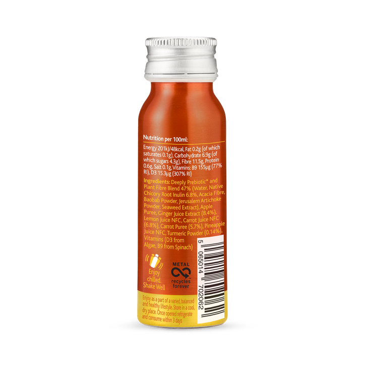 Deeply Gut Health Food With Prebiotic Plant Fibre Carrot & Ginger With Turmeric 65ml image 2