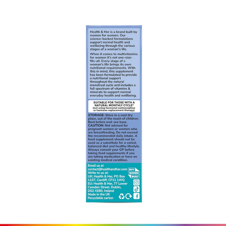 Health & Her Natural Menstrual Cycles Multivitamin Support 60 Tablets image 4