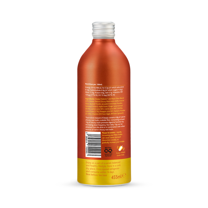 Deeply Gut Health Food With Prebiotic Plant Fibre Carrot & Ginger With Turmeric 455ml image 2
