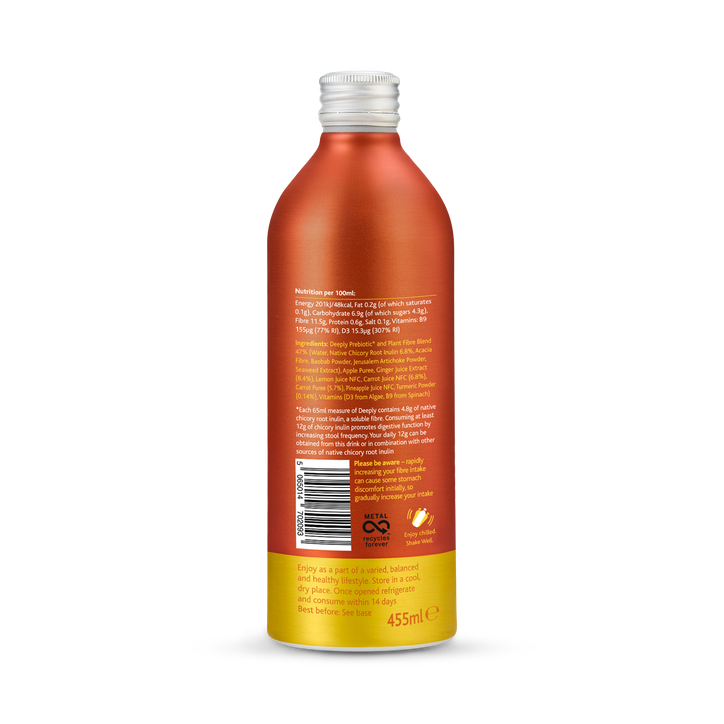 Deeply Gut Health Food With Prebiotic Plant Fibre Carrot & Ginger With Turmeric Multipack 4 x 455ml image 2