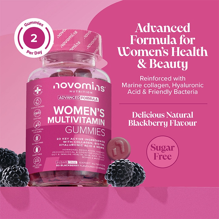 Novomins Women's Multivitamin 60 Blackberry Flavoured Gummies image 4