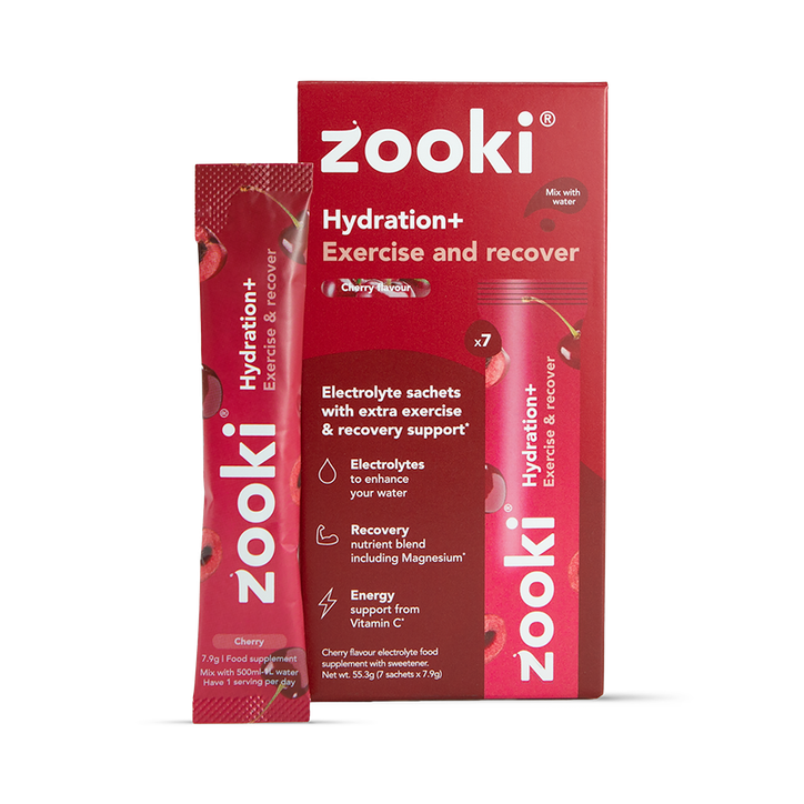 Zooki Hydration+ Exercise & Recover, Cherry Flavour 7 Sachets image 1