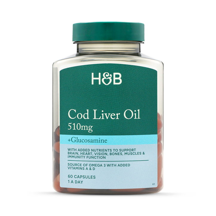 Holland & Barrett Cod Liver Oil & Glucosamine 500mg 60 Capsules