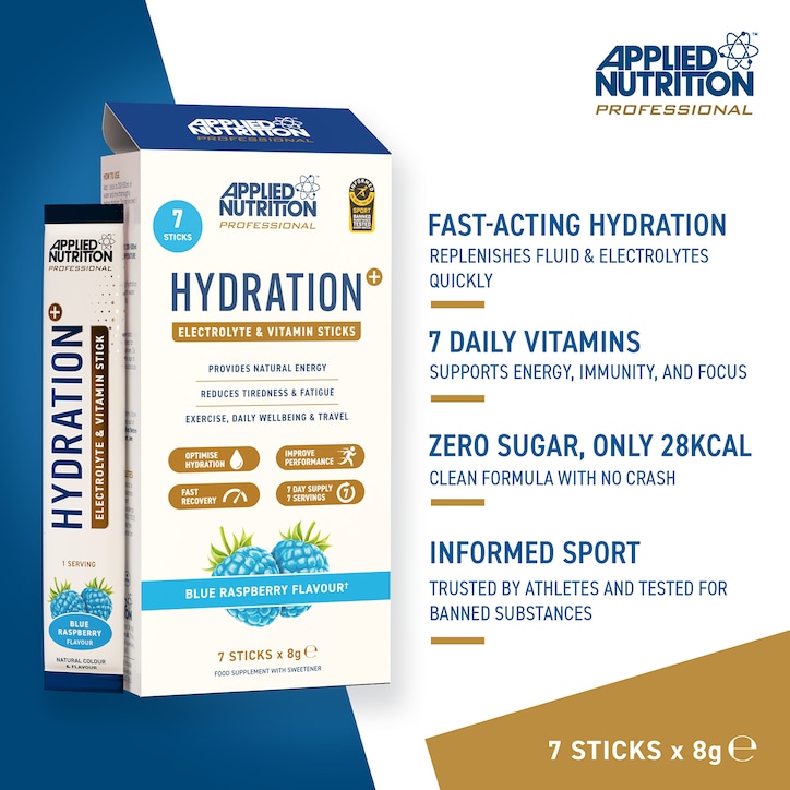 Hydration+ Powder Blue Raspberry - 7 x 8g Sachets image 2