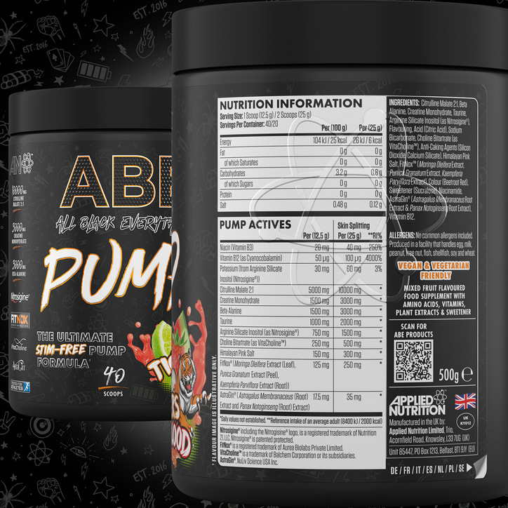 ABE Pump Pre Workout Powder Tigers Blood 500g image 2