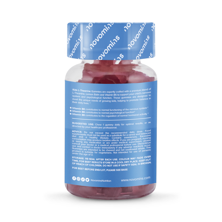 Novomins Kids L-Theanine 30 Blueberry Flavoured Gummies image 2