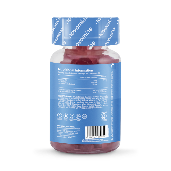 Novomins Kids L-Theanine 30 Blueberry Flavoured Gummies image 3