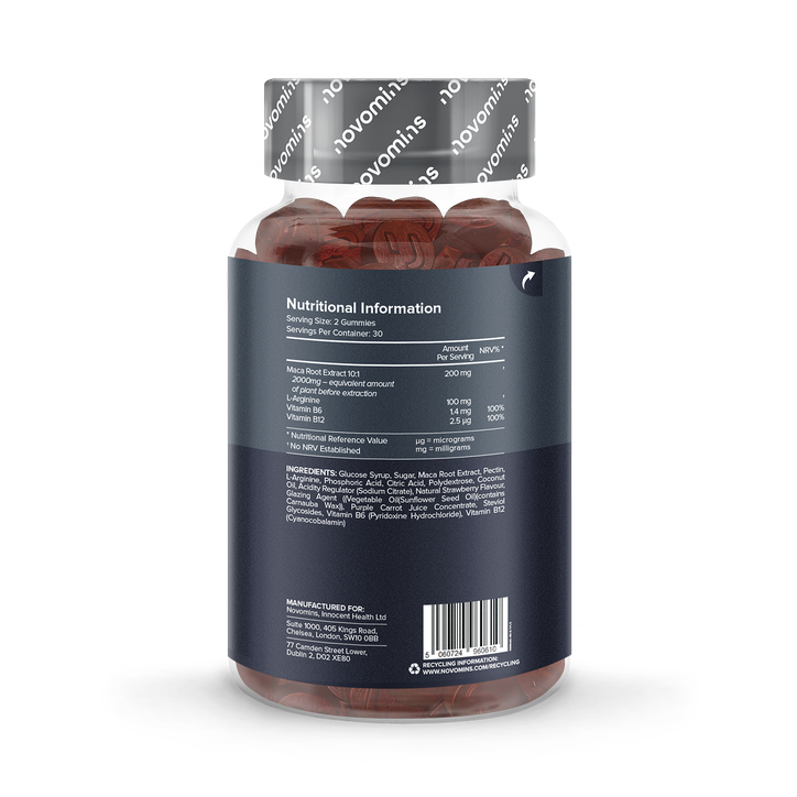Novomins Maca Root 2000mg Strawberry Flavour 60 Gummies image 3