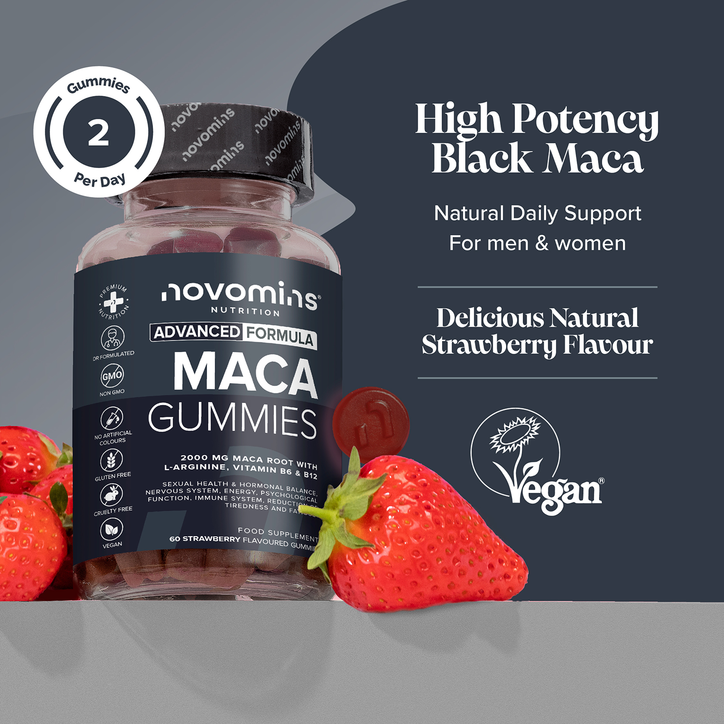 Novomins Maca Root 2000mg Strawberry Flavour 60 Gummies image 5