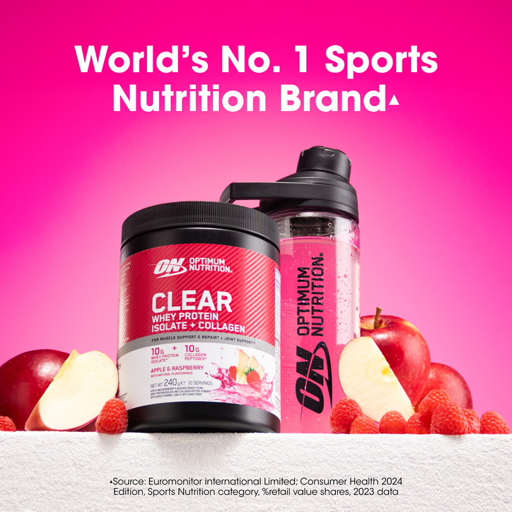 Optimum Nutrition Clear Whey Protein Isolate + Collagen Apple & Raspberry 240g image 2