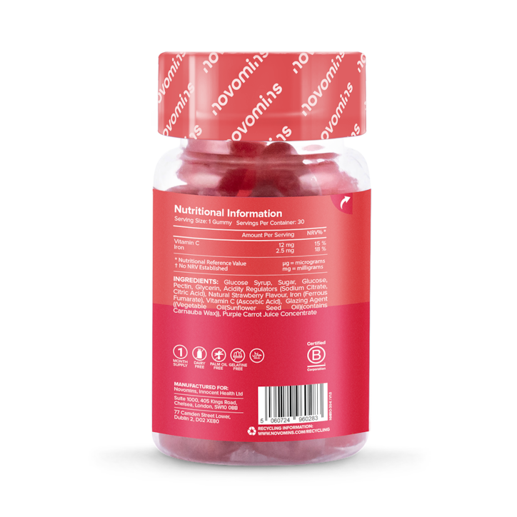 Novomins Kids Iron Strawberry Gummies 30 Gummies image 3
