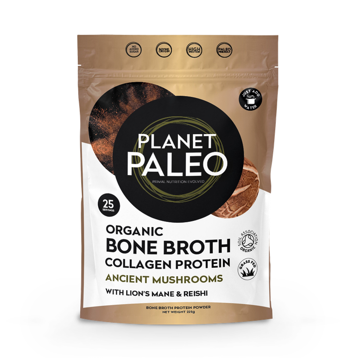 Planet Paleo Organic Bone Broth Collagen Protein Ancient Mushrooms 225g image 1
