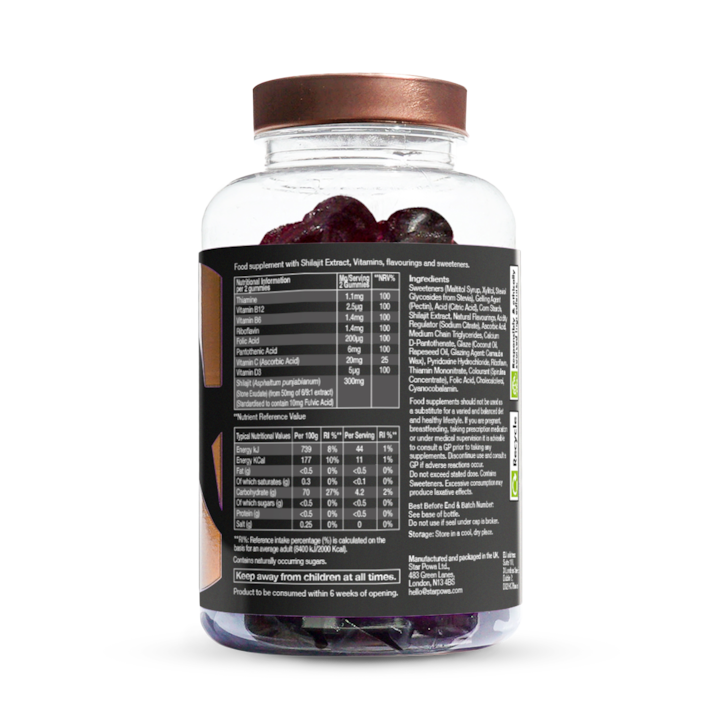 Starpowa Energy+ Shilajit 300mg 60 Vegan Gummies image 2