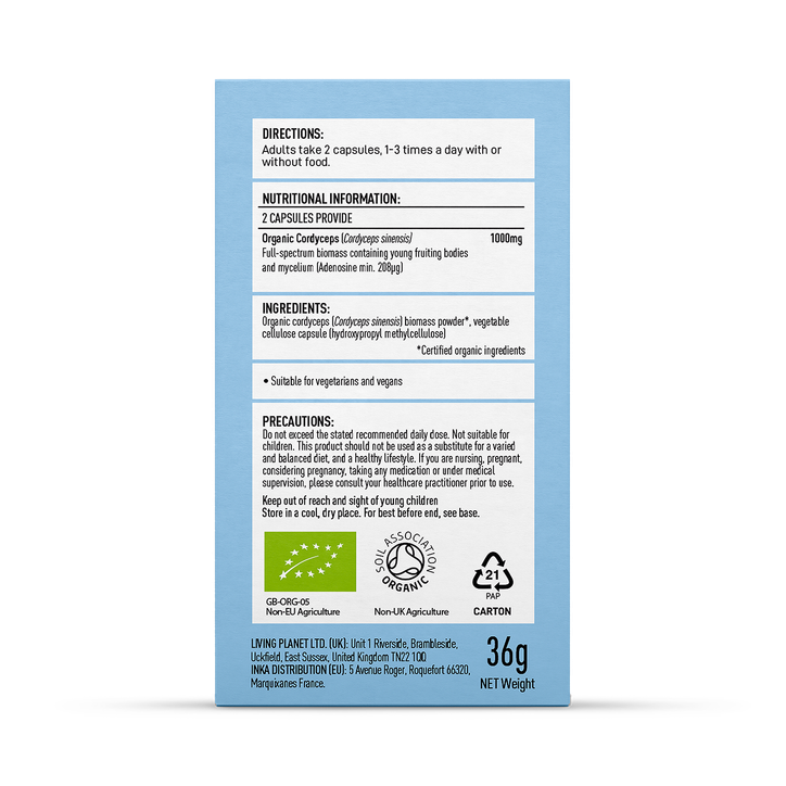Mushrooms For Life Organic Cordyceps Perform Full Spectrum 60 Capsules image 2