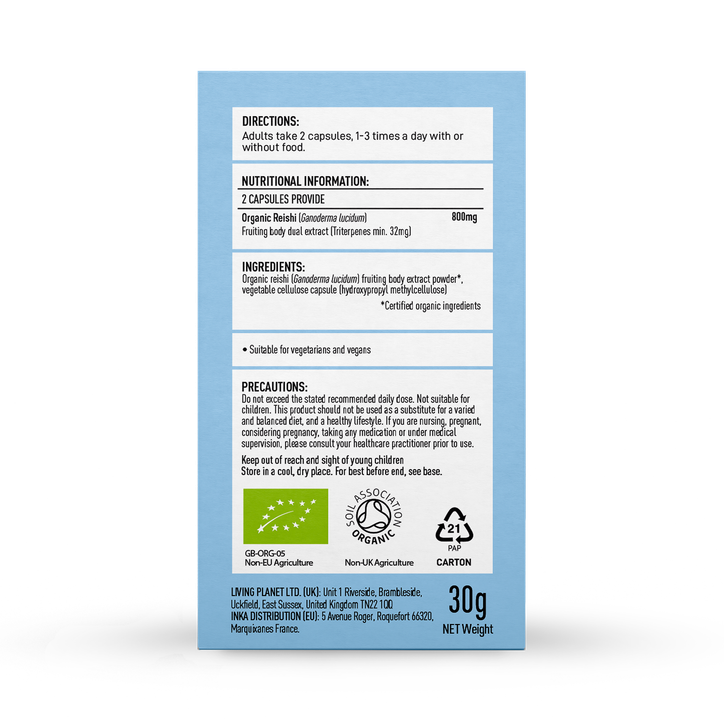 Mushrooms For Life Organic Reishi  Pure Grade Extract 60 Capsules image 2