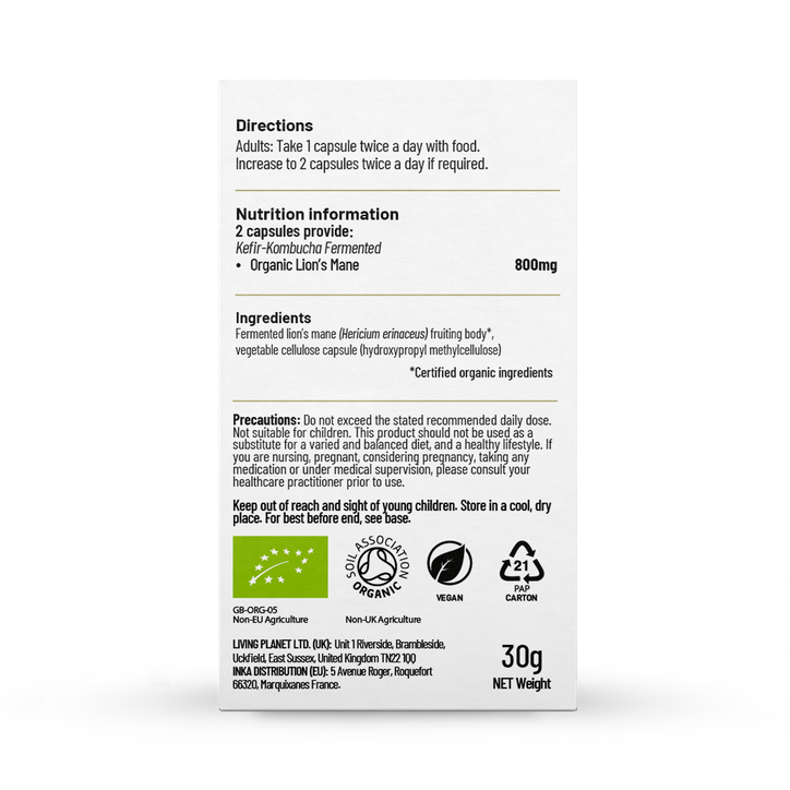 Living Nutrition Organic Fermented Lion's Mane 60 Capsules image 2