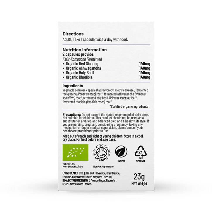 Living Nutrition Organic Fermented True Adaptogens 60 Capsules image 2