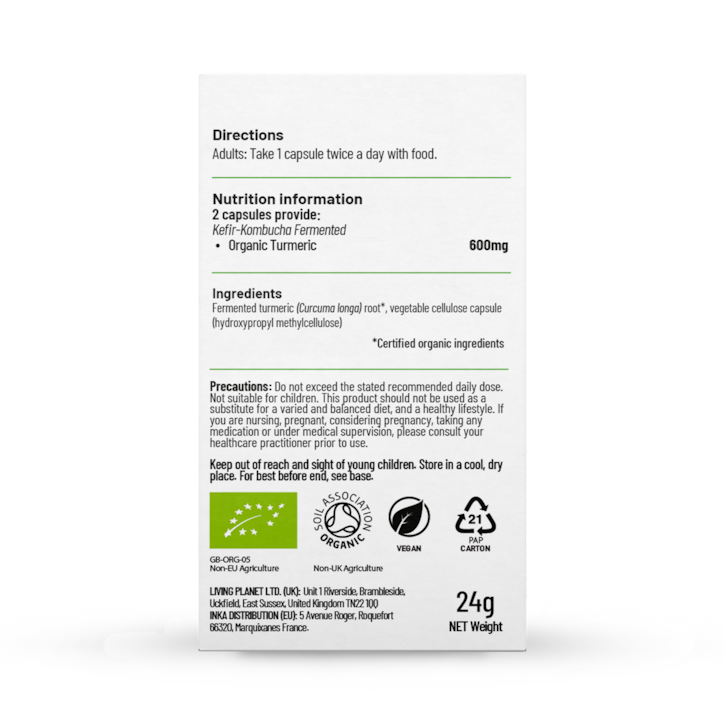 Living Nutrition Organic Fermented Turmeric 60 Capsules image 2