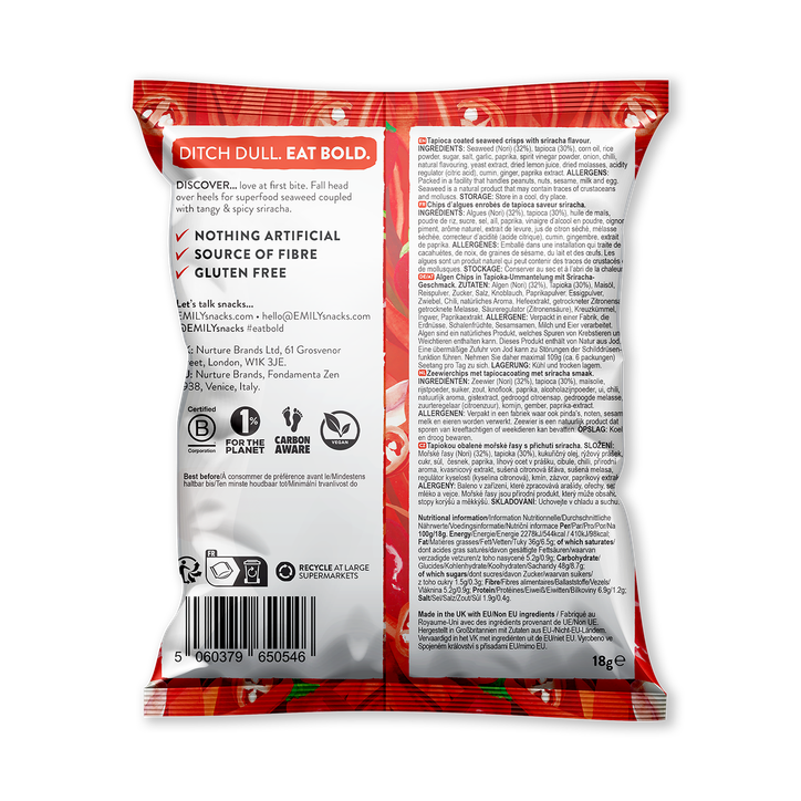 Emily Sriracha Seaweed Crisps 18g image 2