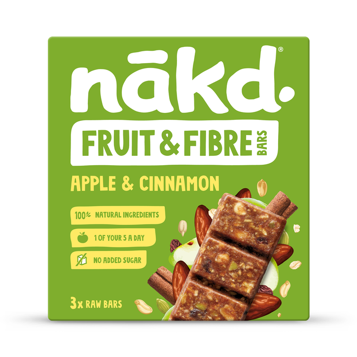 Nakd Dried Fruit & Fibre Apple & Cinnamon Bars 3x 44g image 1