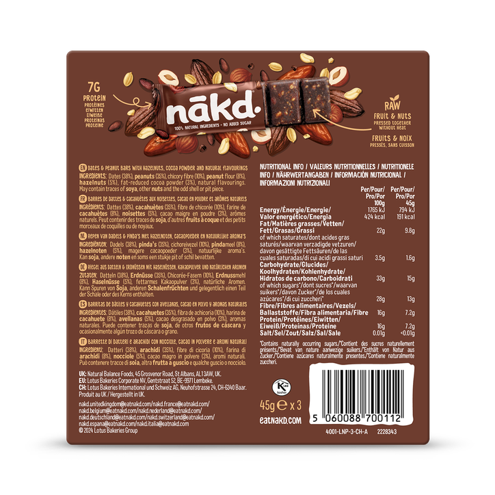 Nakd Protein Cocoa Hazelnut Bar 3x 45g image 2