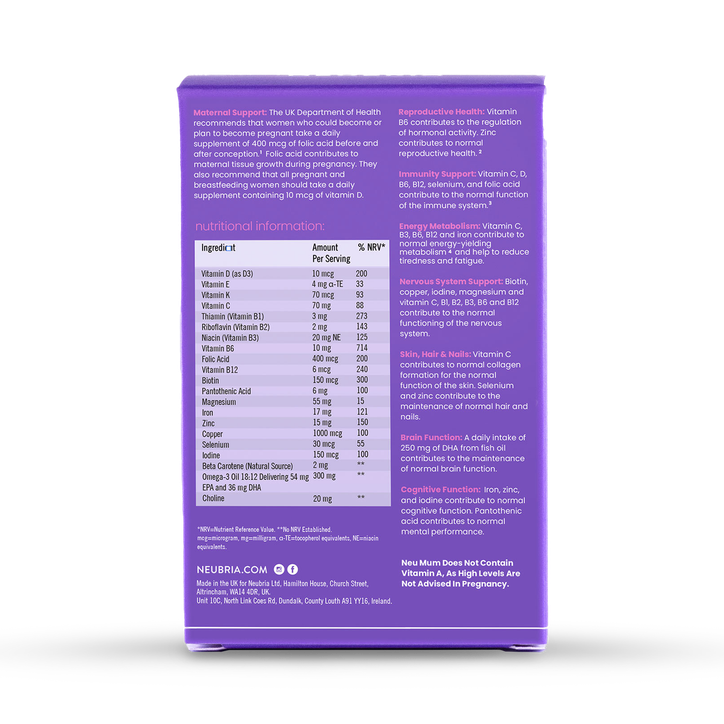 Neu Mum Daily Pregnancy Multivitamin. Food Supplement image 2