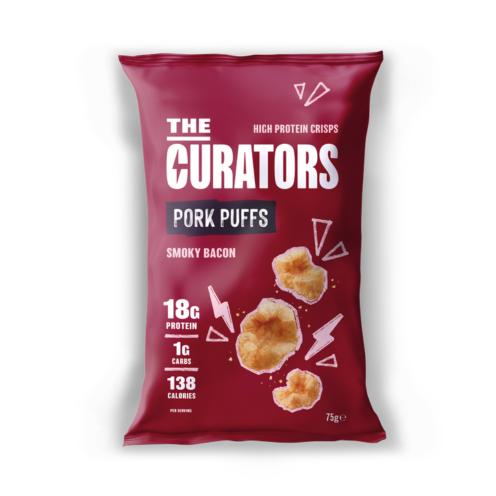 The Curators High Protein Smoky Bacon Pork Puffs 75g image 1