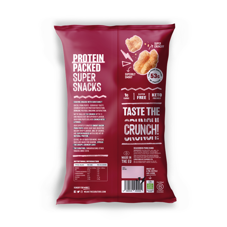 The Curators High Protein Smoky Bacon Pork Puffs 75g image 2