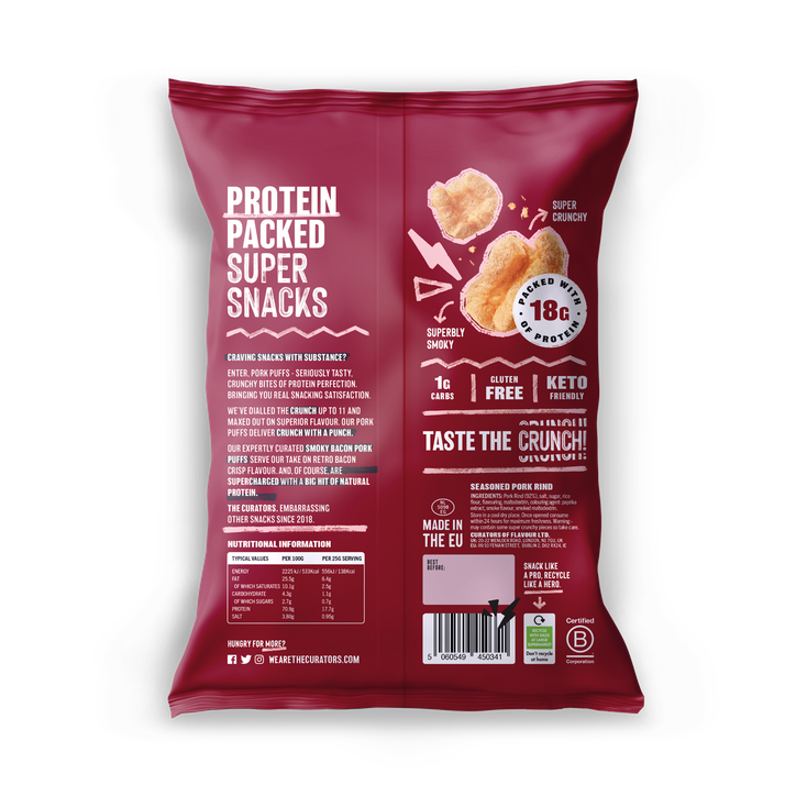 The Curators High Protein Smoky Bacon Pork Puffs 25g image 2