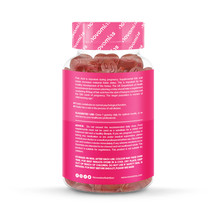 Novomins Folic Acid Peach-Flavoured Folic Acid 30 Gummies image 3