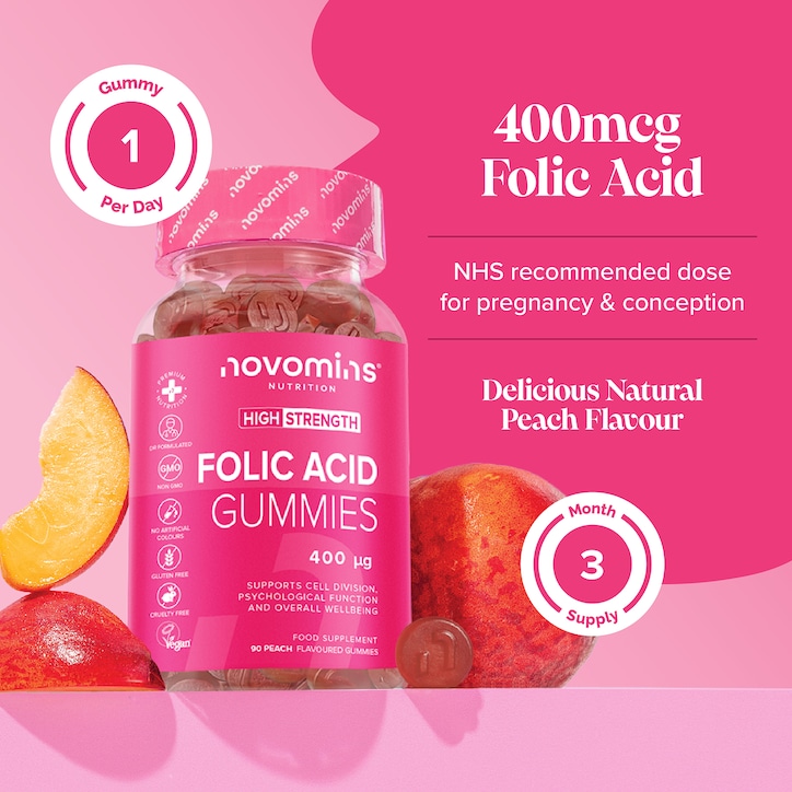 Novomins Folic Acid Peach-Flavoured Folic Acid 30 Gummies image 5