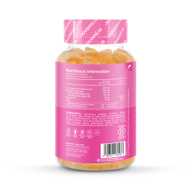 Novomins Co-Q10 Orange Flavour 60 Gummies 30 Days Supply image 3