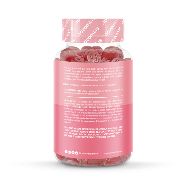 Novomins Biotin Peach-Flavoured Biotin 60 Gummies image 2