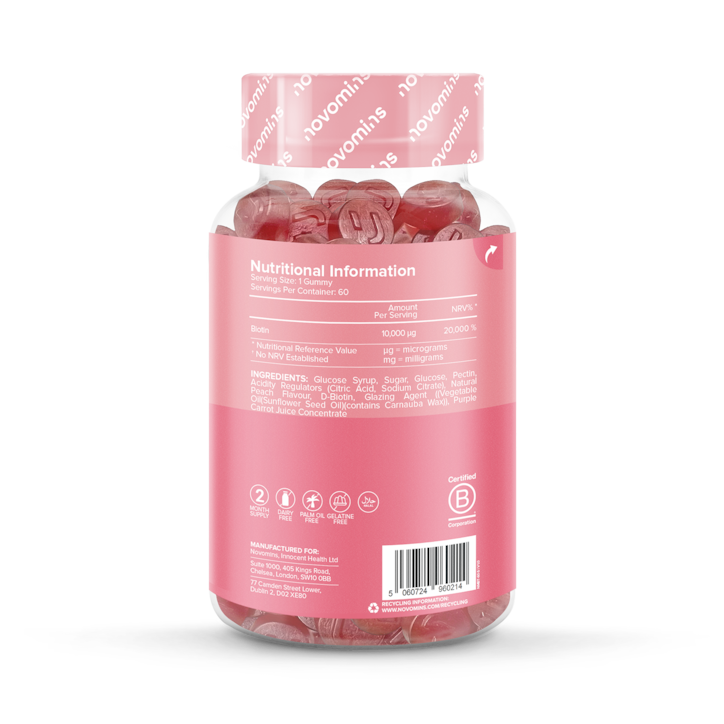 Novomins Biotin Peach-Flavoured Biotin 60 Gummies image 3