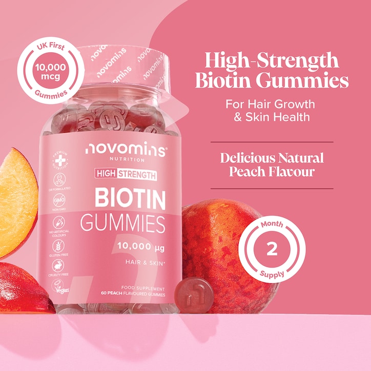 Novomins Biotin Peach-Flavoured Biotin 60 Gummies image 5